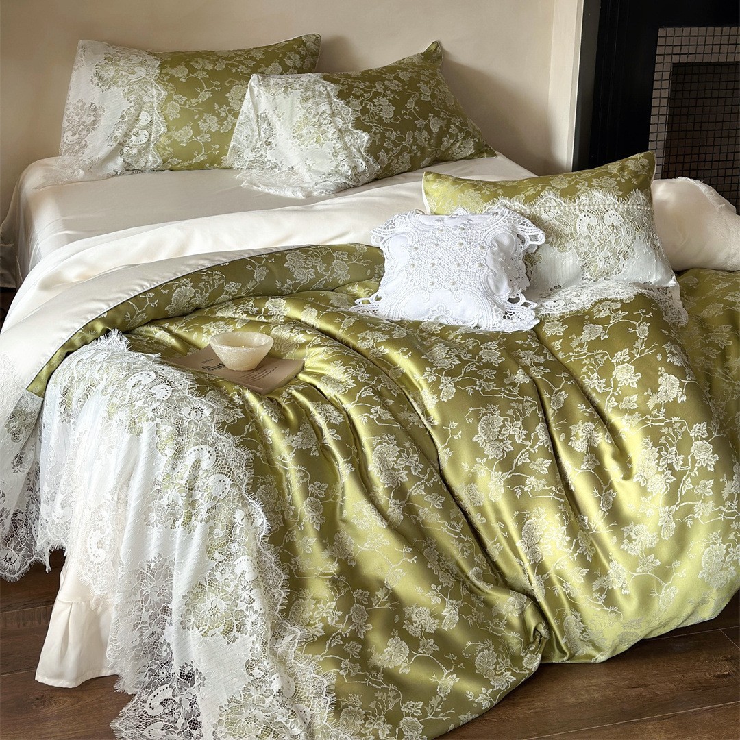 Summer Lace Jacquard High-set Bedding Cool Breathable Bedding Lanjing Lyocell Tencel Four-piece Home Textile 2