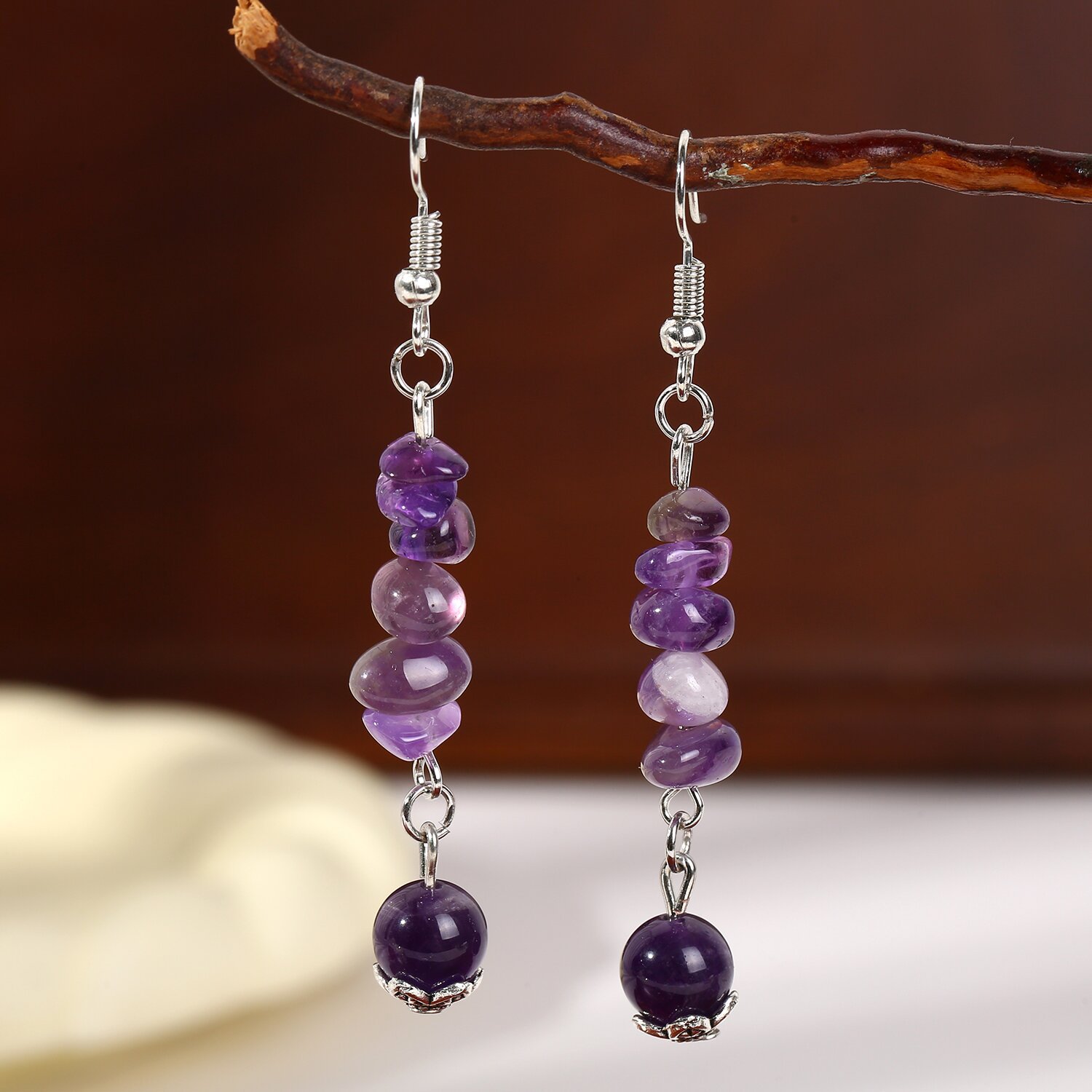 자수정 + 8mm 자수정 펜던트