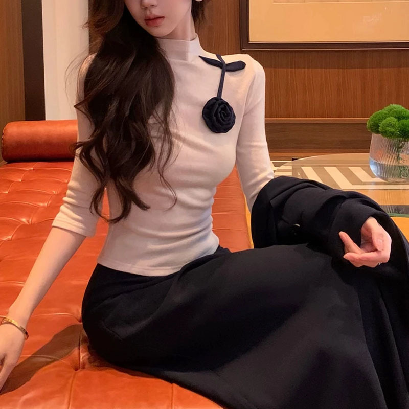 【山茶雅韵】2025早秋高级感复古西装外套设计感上衣垂感裙三件套|undefined
