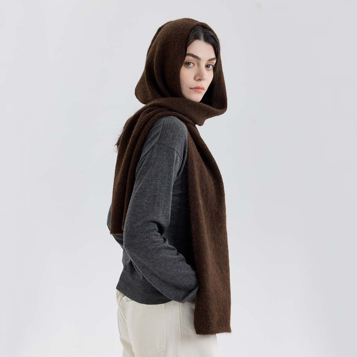 Comercio exterior transfronterizo bufandas encapuchadas de color sólido para proteger el cuello caliente bufandas de cuello parejas de otoño y invierno