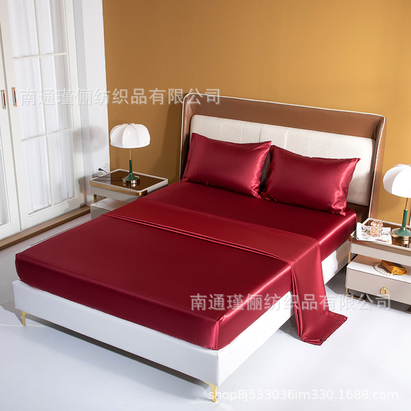 Comercio exterior de tres piezas de cuatro piezas de color sólido cama de cama de cama de cama de almohada cubierta fabricantes de ropa de cama al por mayor TFQK