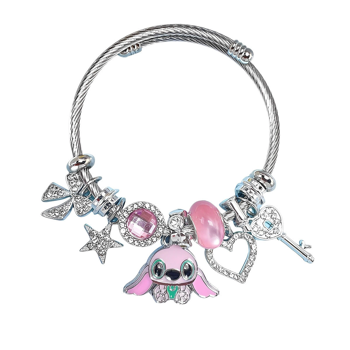 Браслет (Hello Kitty) браслет с подвесками из нержавеющей стали, мультяшные подвески, милые розовые акценты