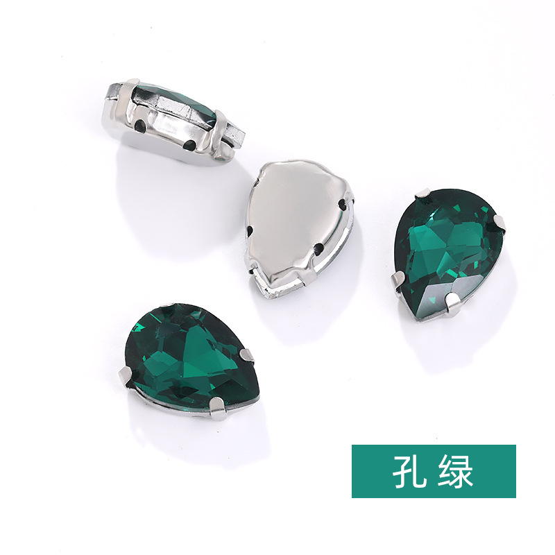 Diamante de garra de forma especial de fondo puntiagudo de gota de agua, soporte de fondo K blanco que no se desvanece, vestido de novia de bricolaje, accesorios, accesorios, taladro de garra cosido a mano