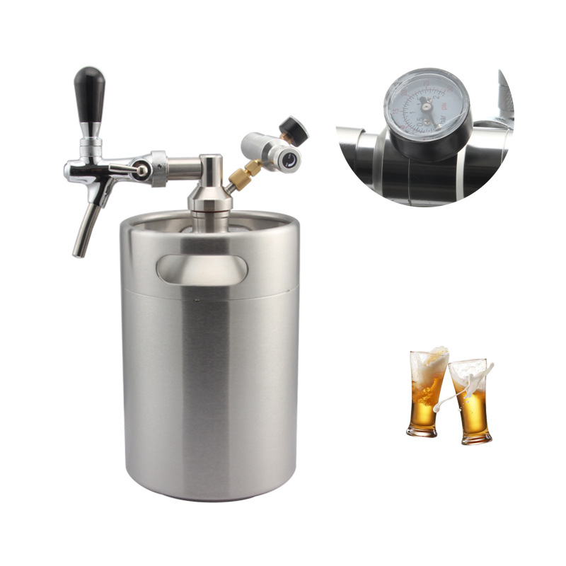 5L  304不锈钢精酿二发桶自酿啤酒配送中转酒桶CO2自动打酒器酒炮