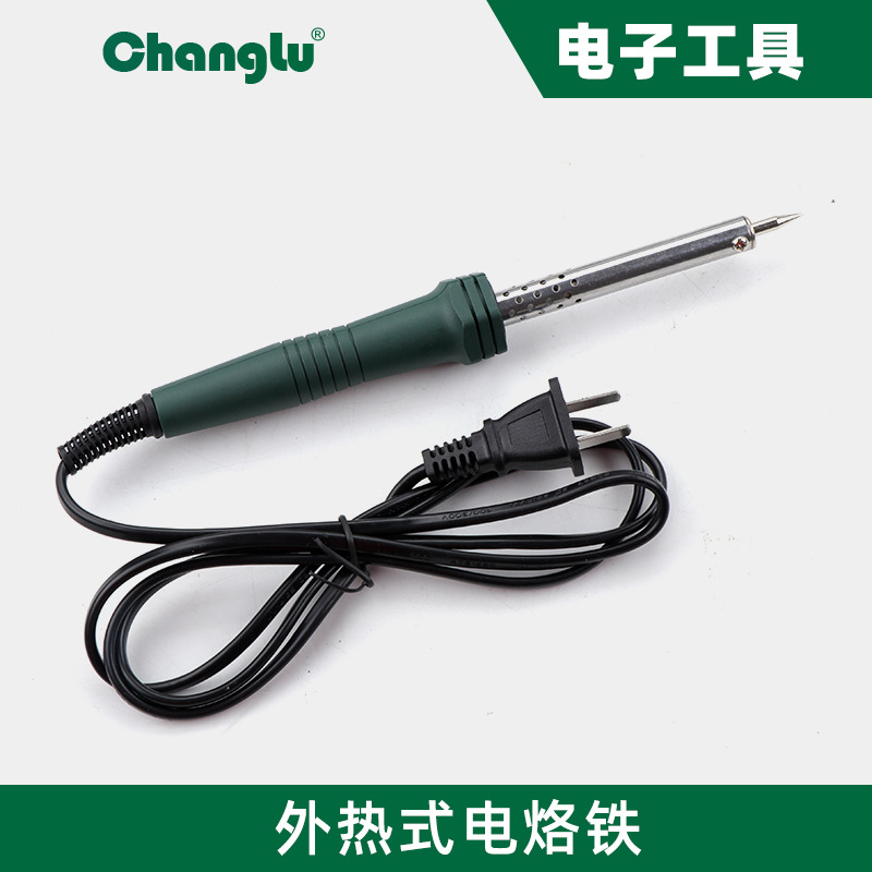 长鹿工具大功率电烙铁100W扁头锡焊络铁30W60W尖头外热电烙铁
