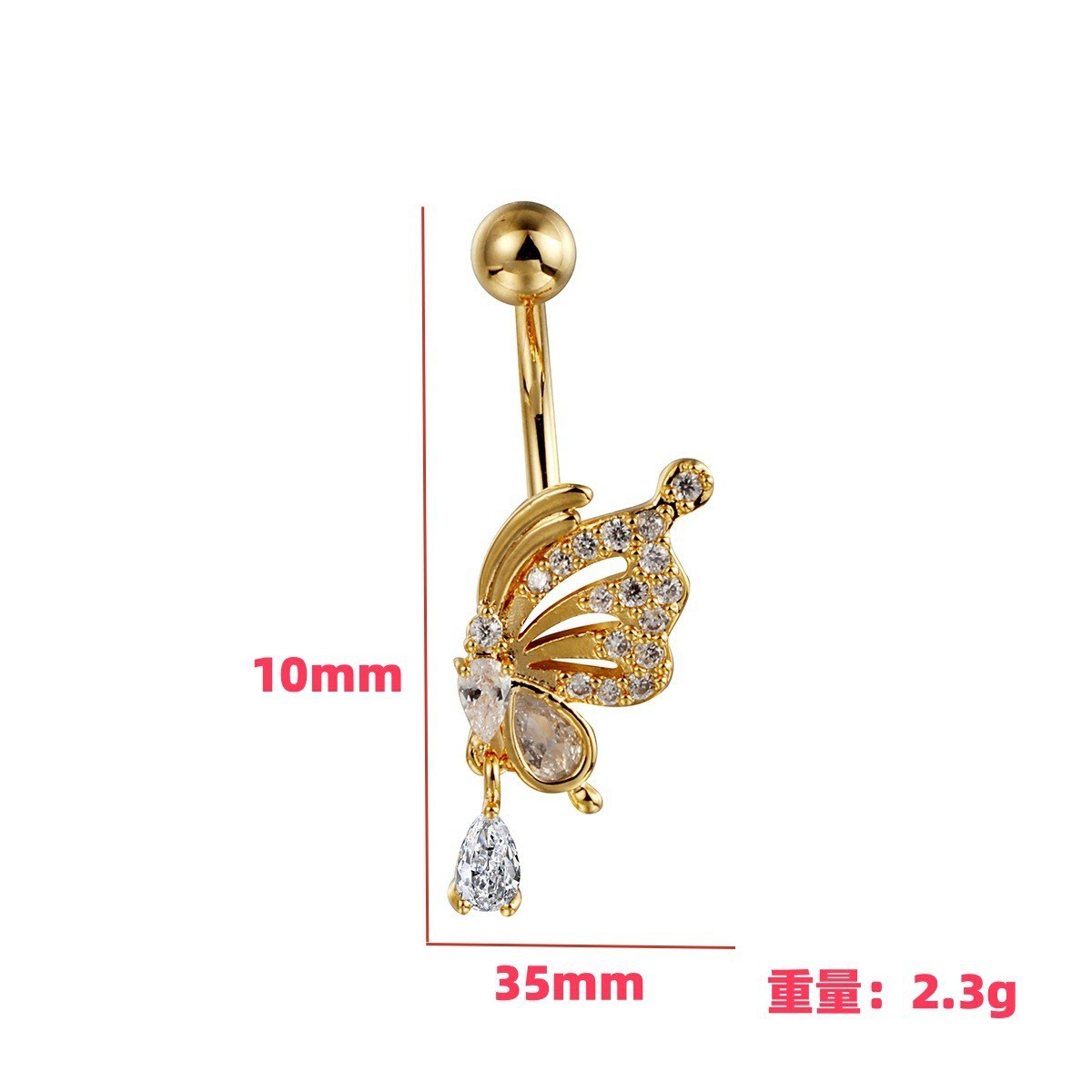 Piercing nombril papillon strass style américain_voghion.com