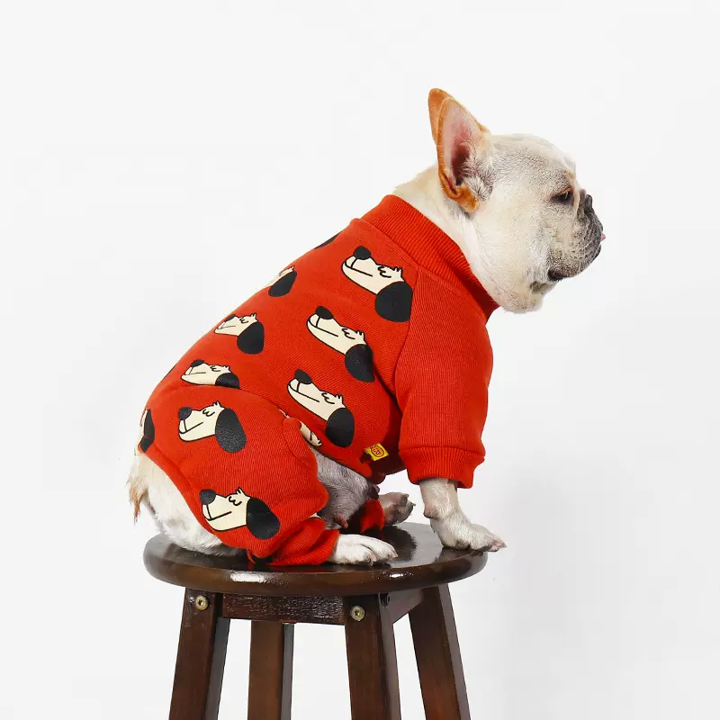 宠物狗狗衣服四脚加绒厚款保暖宠物中小型犬法斗巴哥比熊衣服棉衣