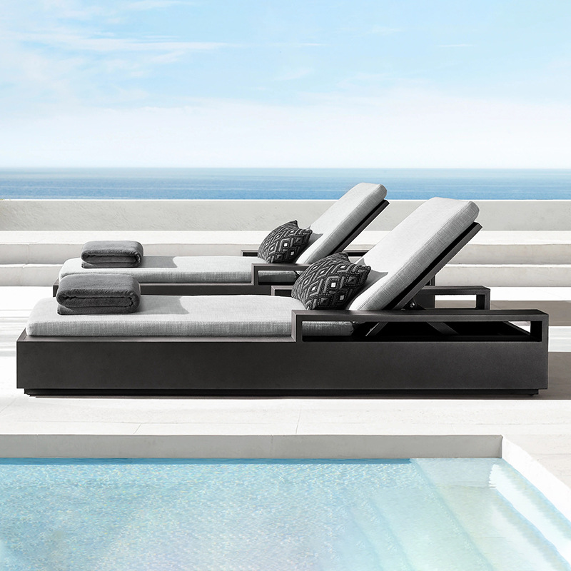 Cama de teca para exteriores, tumbona, muebles de teca para patio al aire libre, impermeables y resistentes al sol, silla de playa para piscina. image 3