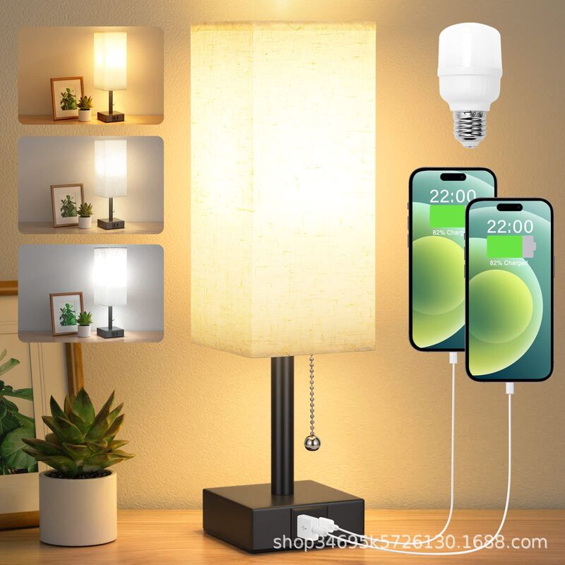 Amazon Best-Selling Zipper Table Lamp, Fabric Decoration, Simple and Cozy, USB A+C Interface, Bedroom Nightstand Night Light