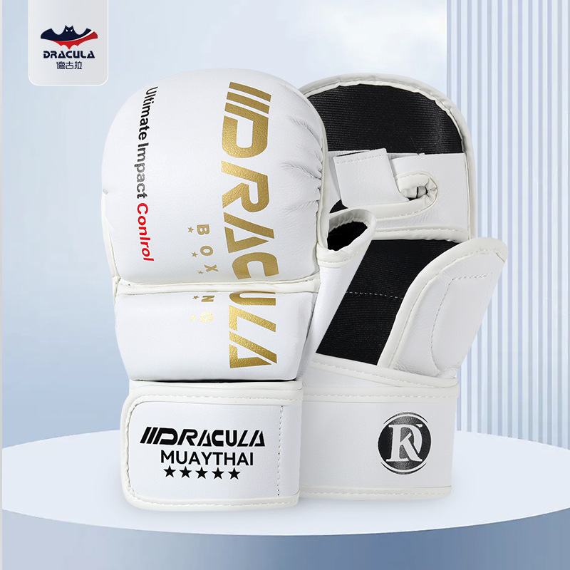 DRACULA microfiber half-finger boxing gloves, MMA adult sparring and free fighting training gloves, fingerless boxing gloves