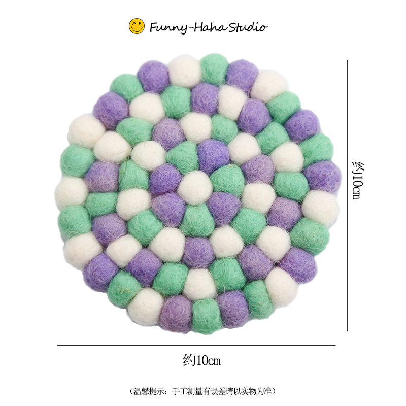 Estilo zakka Bola de fieltro de lana pequeña montaña 10cm regalo creativo mantel aislante almohadilla redonda poke estera de té