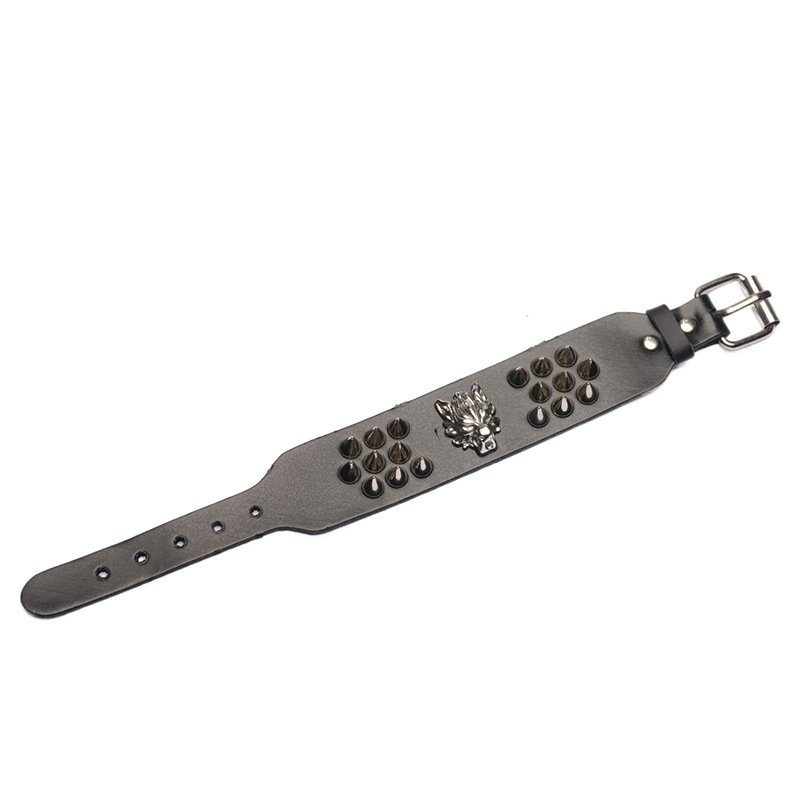 Cross-Border fashion European and American fashion wide bracelet punk animal accessories men's cowhide bracelet bracelet