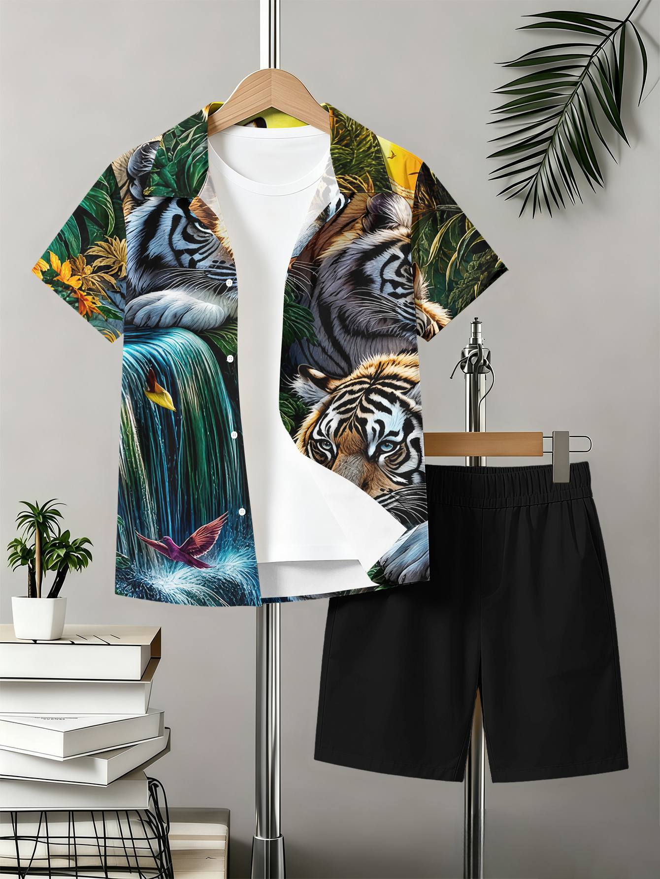 Boys 3d Printed T-shirt And Shorts Set With Pattern Designs_voghion.com