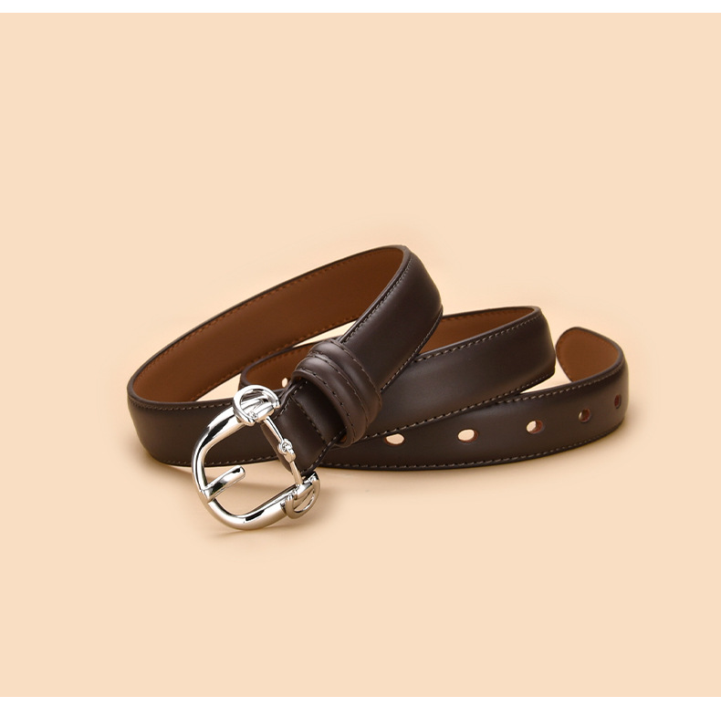 Women's New Retro Wild Leather Pin Buckle Decorative Two-layer Belt display picture 4