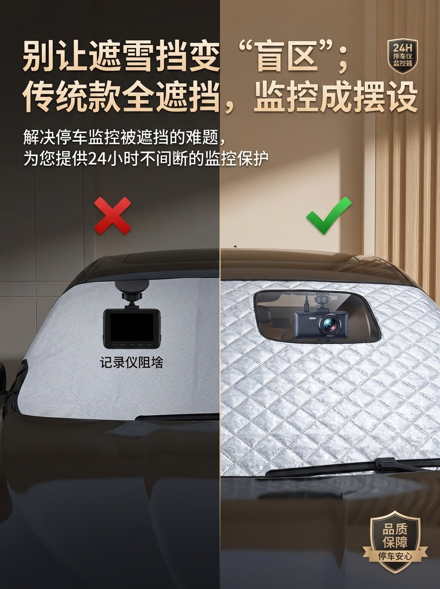 Car snow shield for front windshield, thickened snow protection half-cover, anti-freeze, sun protection, heat insulation, and sunshade for winter and summer