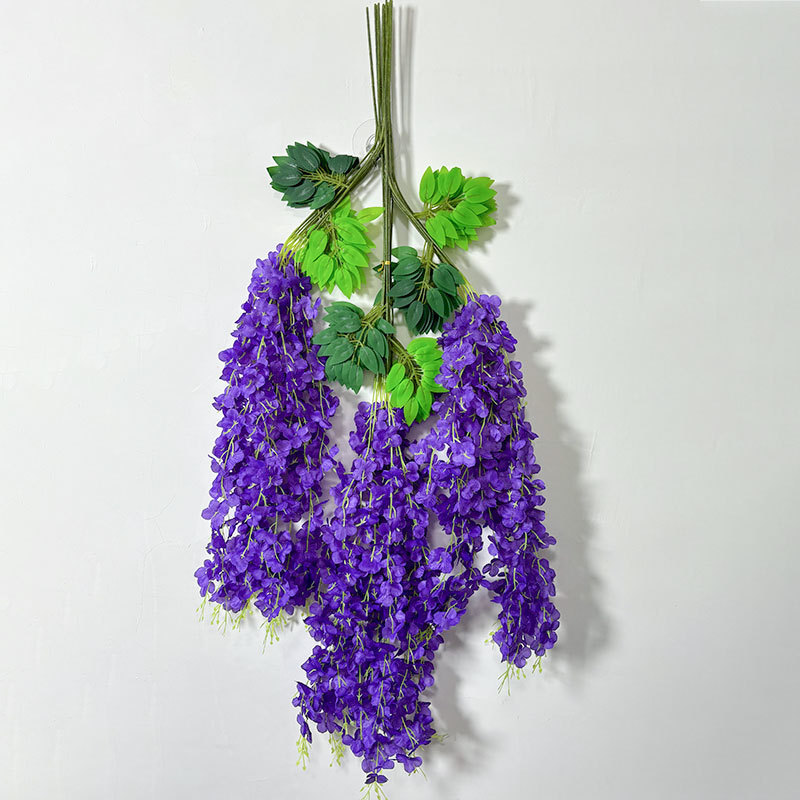 Explosiones transfronterizas simulación de flores de wisteria encriptada decoración de bodas colgantes flores de frijoles falsas flores de viña pasarela colgantes flores de wisteria