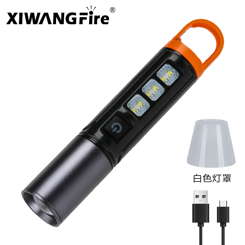 Nuevo blanco linterna láser gancho magnético luz lateral LED rojo azul flash camping luz fuerte luz telescópica zoom