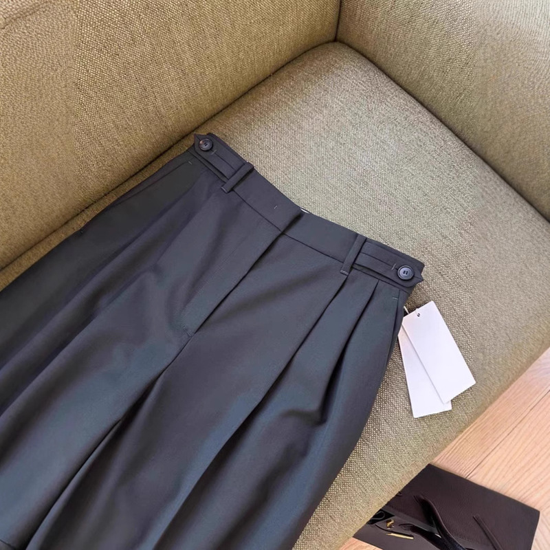 Close your eyes into no D recommend! Guest Italian ~ Worsted Wool Small Wide Leg Pants Women's Straight High Waist Slimming
