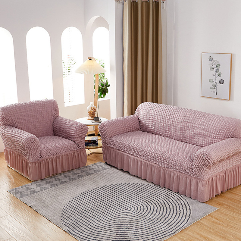 Falda funda de sofá de gasa de burbujas todo incluido cubierta elástica cubierta antipolvo cubierta de sofá al por mayor transfronteriza cojín de toalla de sofá antideslizante