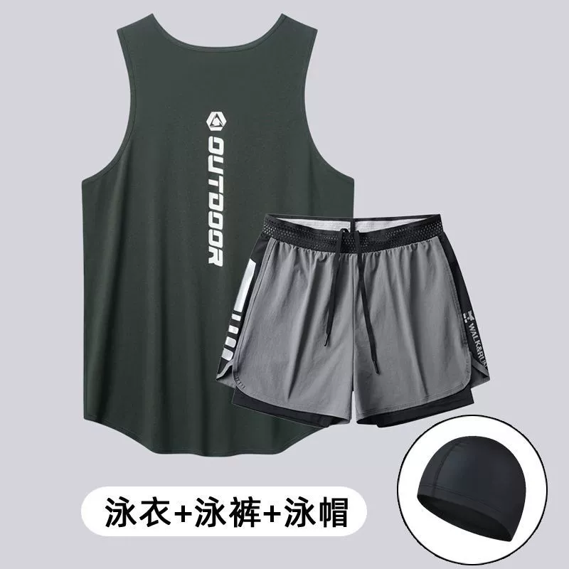 Swimwear, set, quick dry trousers, vest for adults
