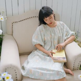 Japanese-Style Girl Short-Sleeve Nightdress Summer Women's Pure Cotton Nightdress Plus Size Loose Wearable Loungewear One-Piece