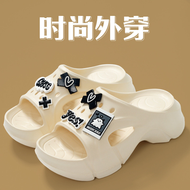 Sandalias, suela suave para mujer, pies no cansados, uso externo de verano, suela gruesa, aumento, antideslizante y desodorante, chanclas, agujeros, pies no apestosos, pantuflas