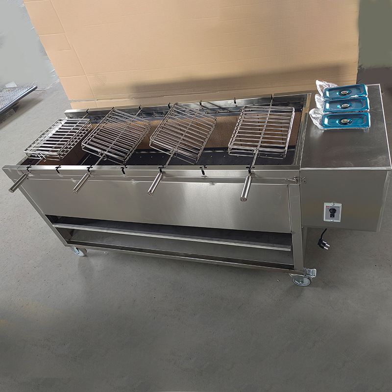 Fully Automatic Flipping Chicken Grill Charcoal Lamb Leg and Chop Grill Stainless Steel Commercial Roast Elbow Grill Fish Grill