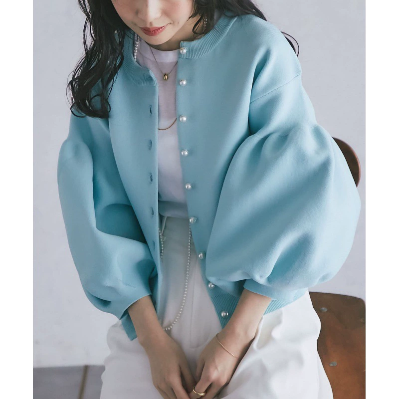 Маленькие осенние и зимние новые японские и корейские стили с рукавами фонаря трикотажные кардиганы можно носить толстые короткие куртки до и после