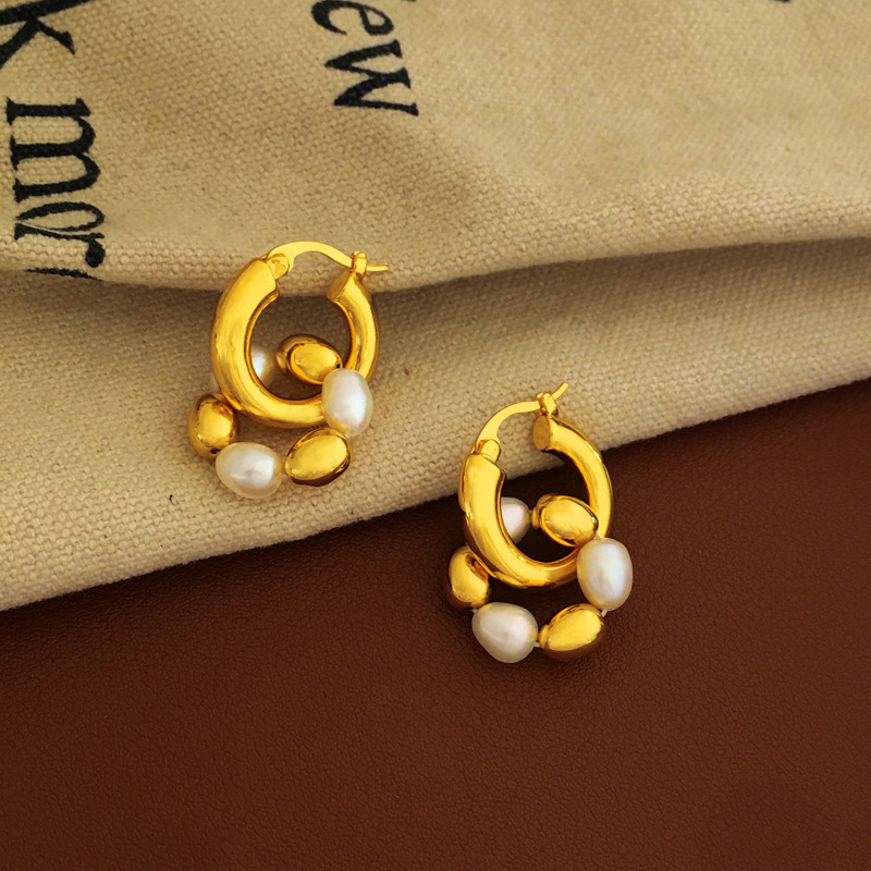 Retro Geometric Copper Earrings Plating Copper Earrings 1 Pair