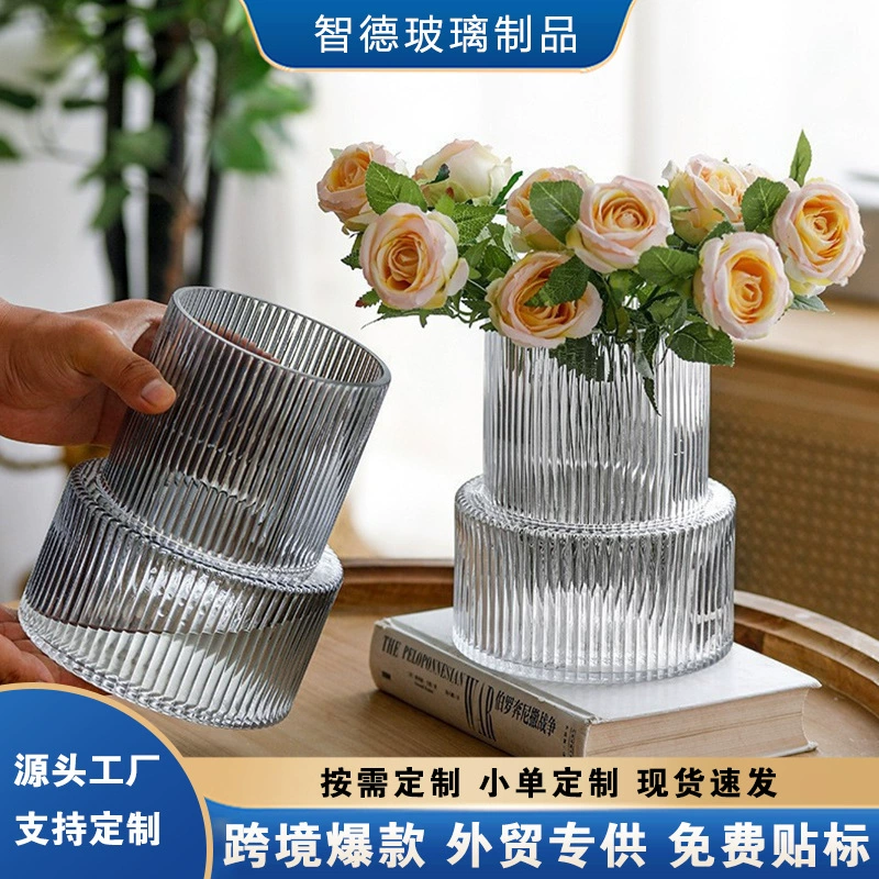 Стеклянная ваза цветочная композиция высокого уровня декоративные цветы розы цветы вода большой диаметр стеклянная ваза для гостиной украшения