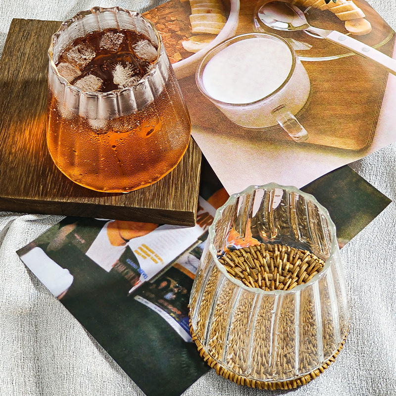 Alta franja de vidrio de borosilicano Fuji Taza red bar de whisky taza de cerveza bebida fría taza de jugo de una sola capa