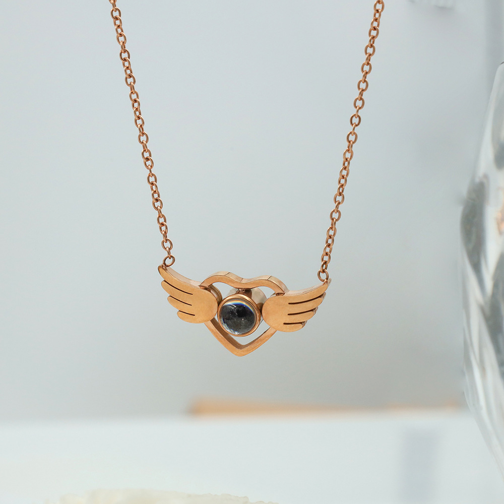 Angel Wings Love Pendant Stainless Steel Necklace