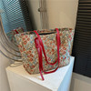 Capacious trend universal fashionable one-shoulder bag for leisure, bright catchy style, flowered
