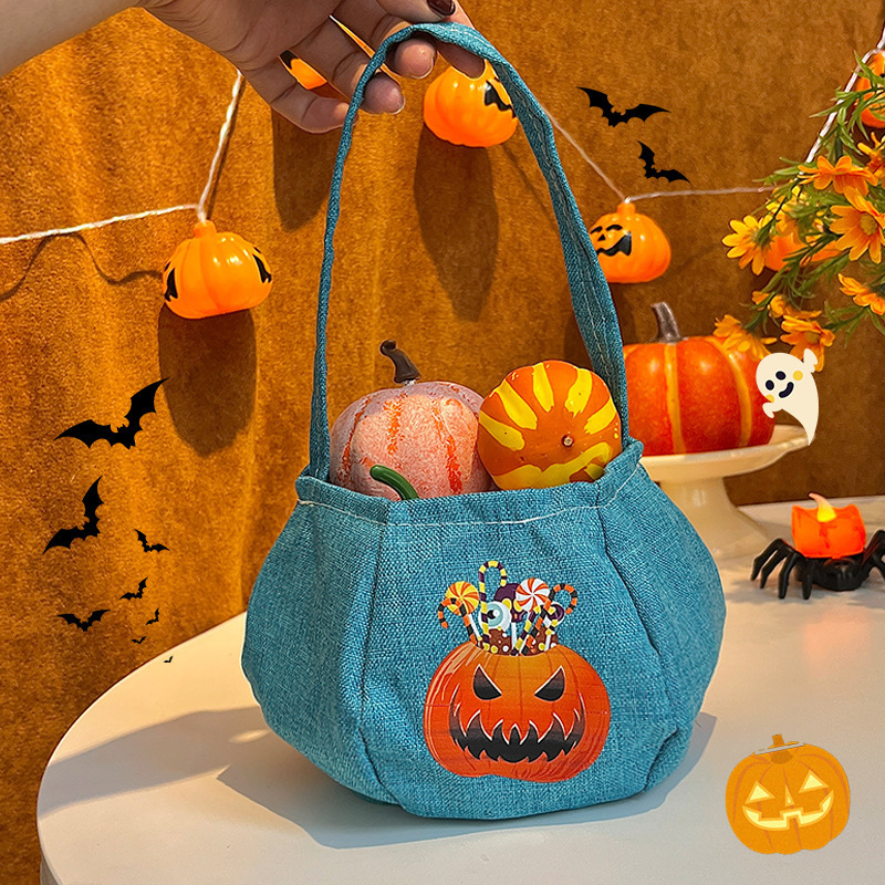 Bolsa de dulces de Halloween portátil bolsas de calabaza tridimensionales para niños regalos props de fiesta de fantasmas brujas transfronterizas props de fiesta de fantasmas