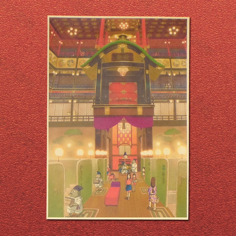 千と千尋の神隠し宮崎駿アニメーションクラフト紙ポスター装飾絵画寮カフェフォトフレーム壁ステッカー|undefined