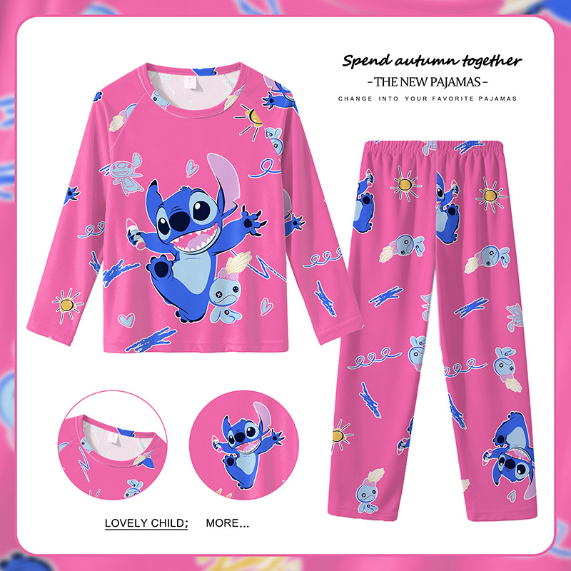 2025 New Children's Pajamas Spring and Autumn Boys and Girls Home Wear Girls Long-Sleeved Cartoon Big Kids Set Thin