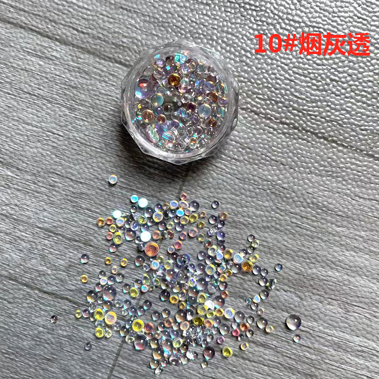 Uña de sirena de color fantasma aurora perforación joyas cristal de color caramelo semicircular mezcla de macarón perforación de uñas