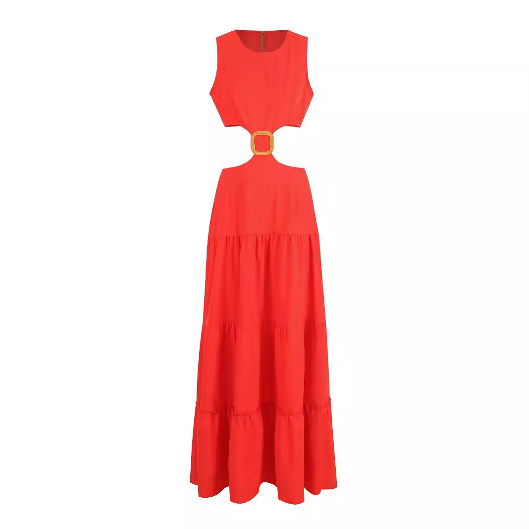 Regular Fit Fit Type Wholesale Women's Elegant Solid Color Daily Beach U Neck Sleeveless Regular Dress
