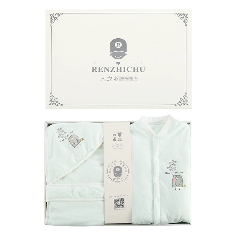 Костюм с хлопковой подкладкой для новорожденных в начале жизни Подарочная коробка Детская утолщенная одежда хакка с хлопковой подкладкой Подарок на полнолуние для новорожденных Осень и зима