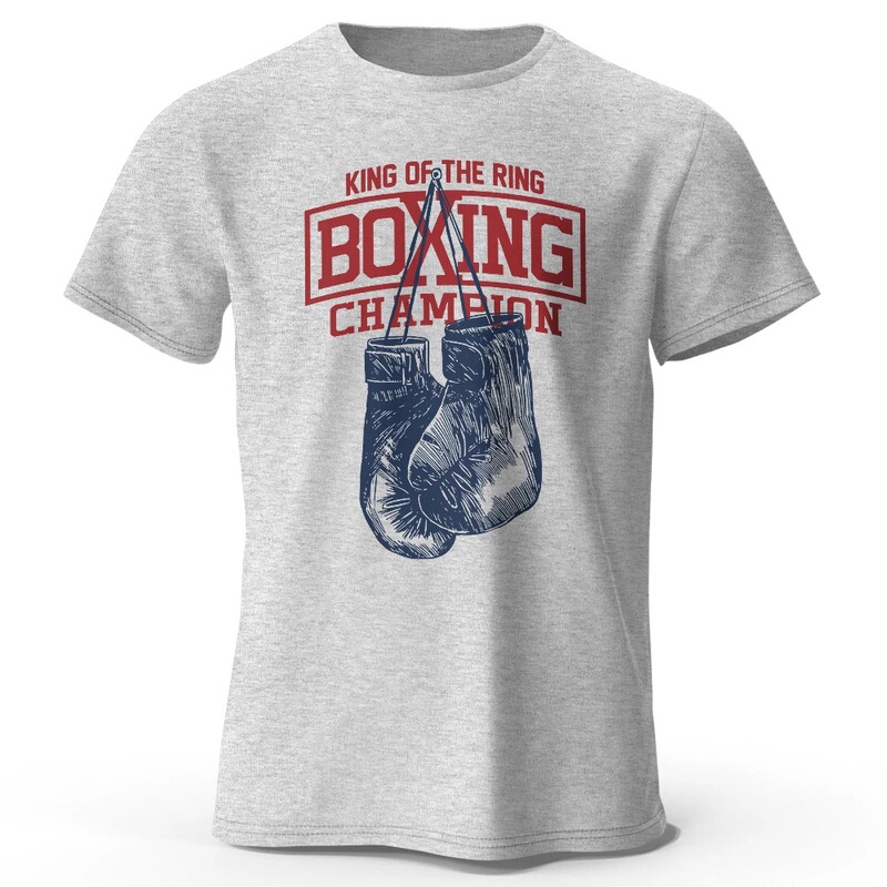 Boxing Champion Printed T-Shirt for Men and Women Retro Fitness Clothing Top T-Shirt