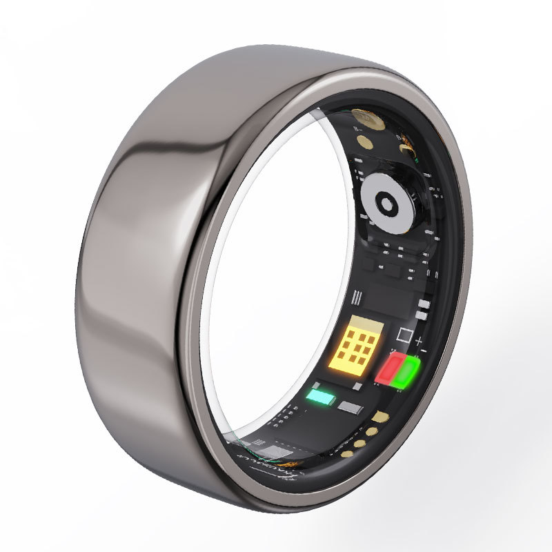 Smart Ring R11M Herzfrequenz- und Blutzuckermessung Fitness-Tracker Titanstahl vergoldet Größe 17 EU 10 US_voghion.com