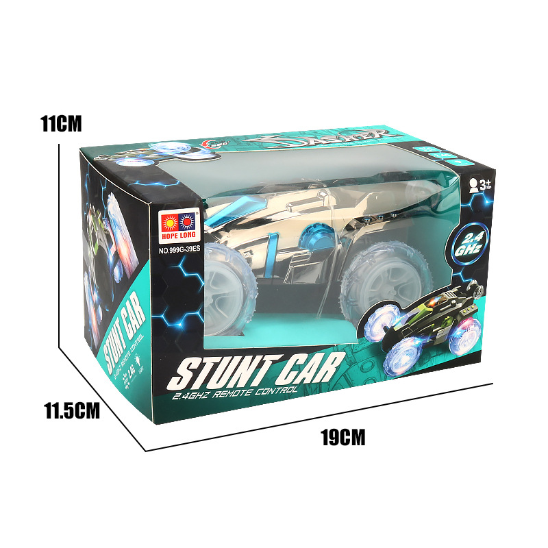 Transfronterizos niños controlados remotamente camión de volcado de luces frescas acrobacias giratorias camión de volcado de niños controlados remotamente carro al por mayor