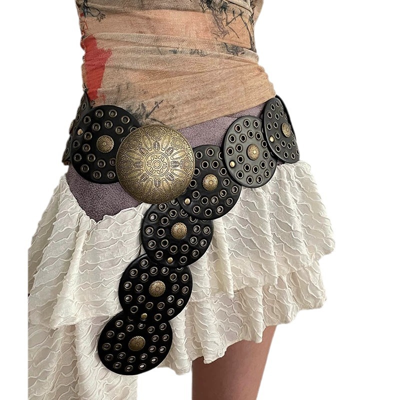 2024 New European And American Style Y2k Decorative Disc Waist Cover American Retro Subcultural Belt Women's Versatile Belt Trend_voghion.com