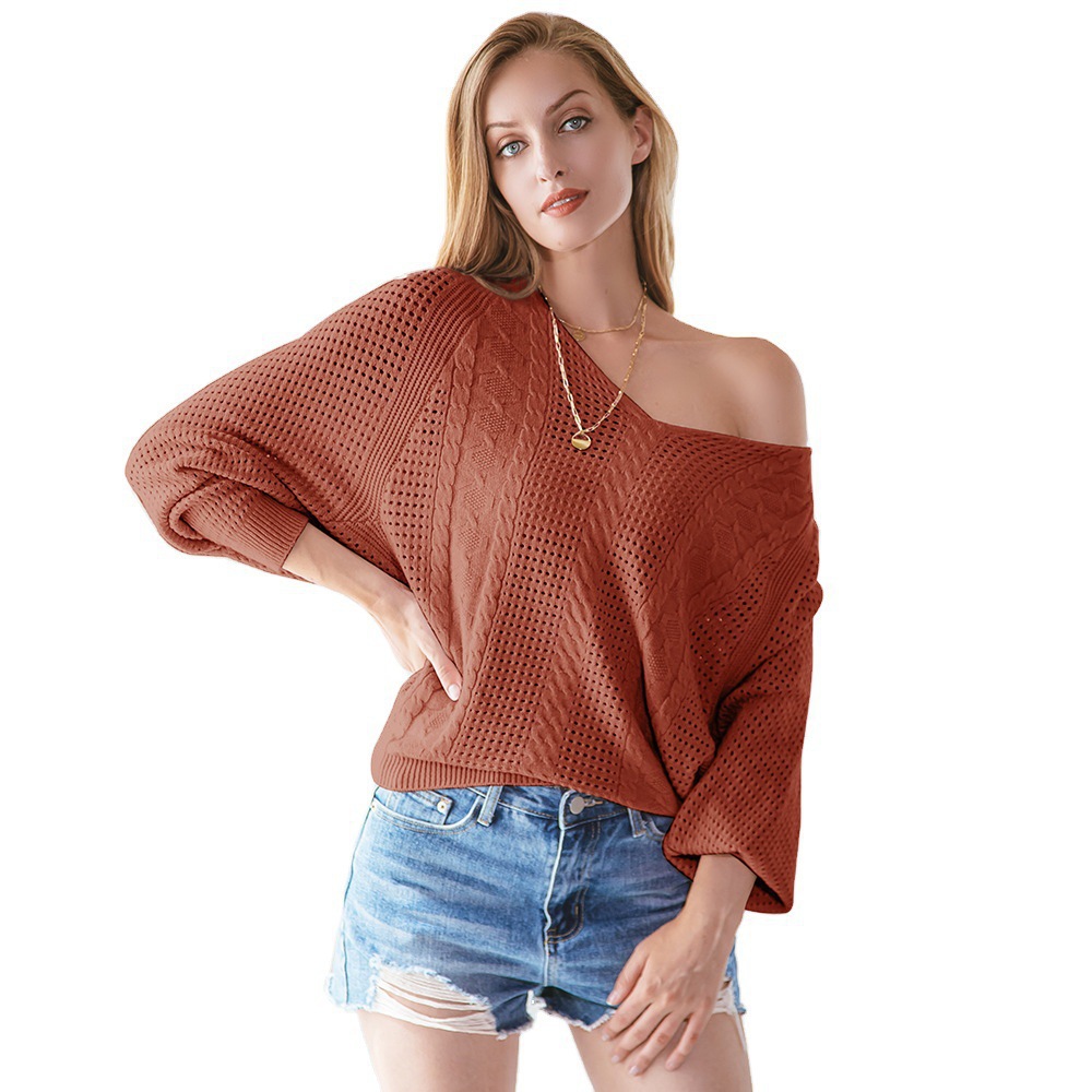 Suéter europeo y americano de las mujeres de otoño e invierno nueva ropa de mujer de color sólido hueco corto Delgado suéter de fondo entrega de una pieza image 3