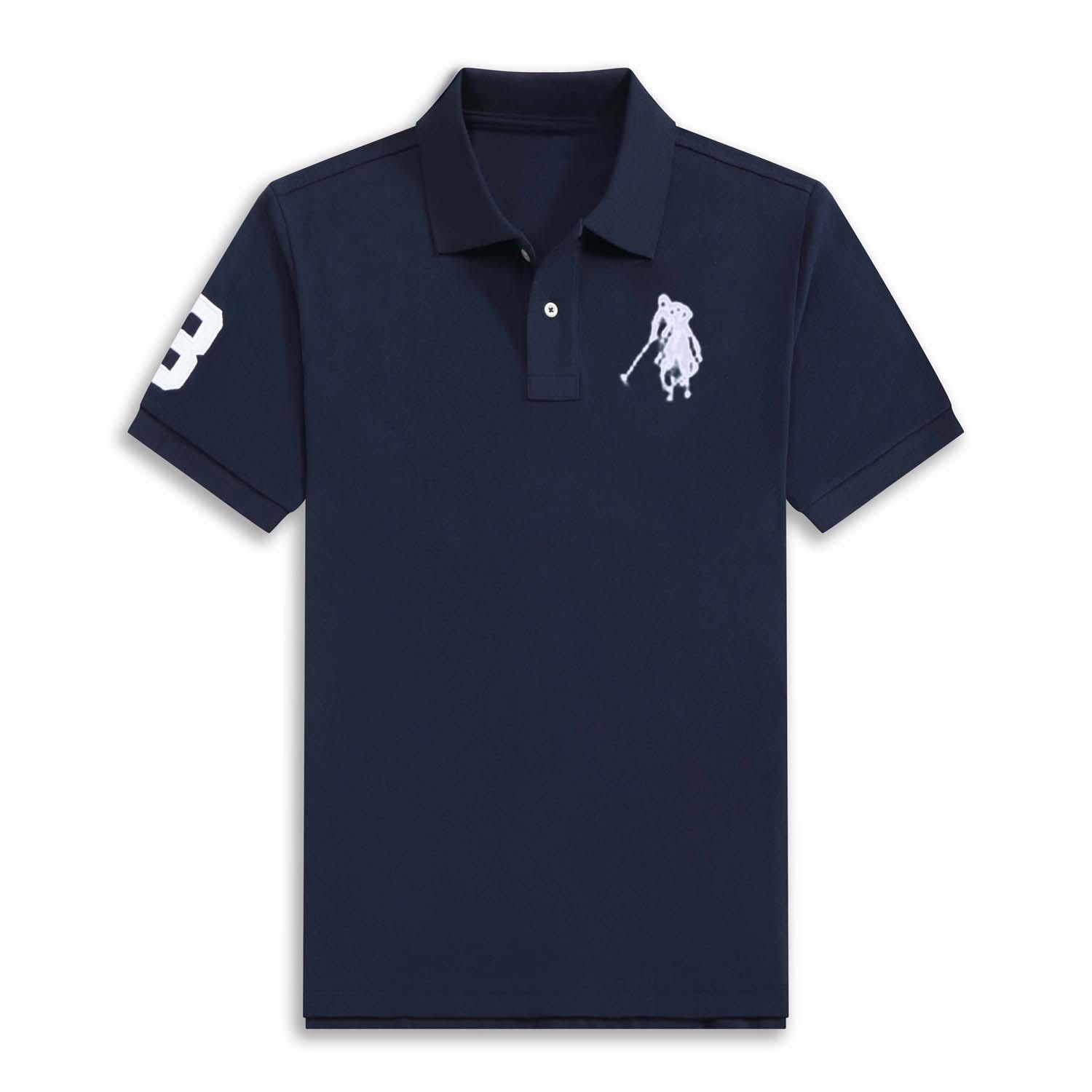 Foreign Trade Horse Standard Polo Shirt Men's Business Casual Loose plus size Pure Cotton Solid Color Embroidered Short-sleeved T-shirt