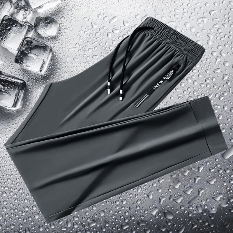 Nylon/spandex/Ice Silk men's and women's same quick-drying ice silk pants summer new elastic draping smooth ankle-tied