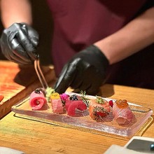 透明玻璃长方形掌纹酒店创意餐具日料寿司盘子日式餐厅长条刺身盘