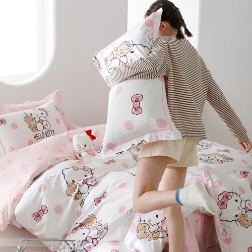 New 40-count pure cotton four-piece set Sanrio series cartoon Nantong home textile bed sheets dormitory style wholesale