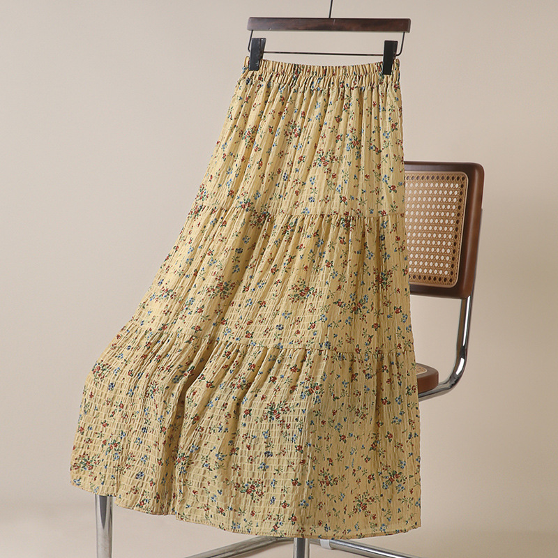 Fitted retro fresh summer long skirt