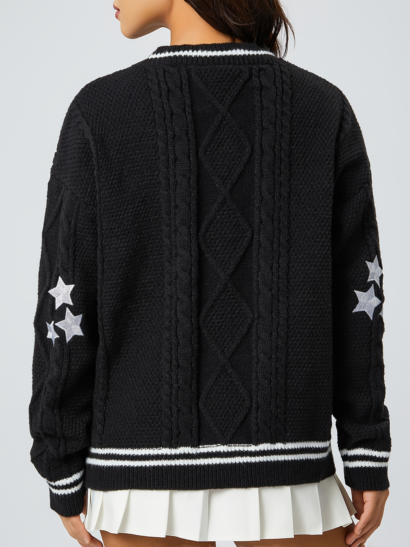 Damen Strickjacke Mit Stickerei Für Herbst Und Winter Leger_voghion.com